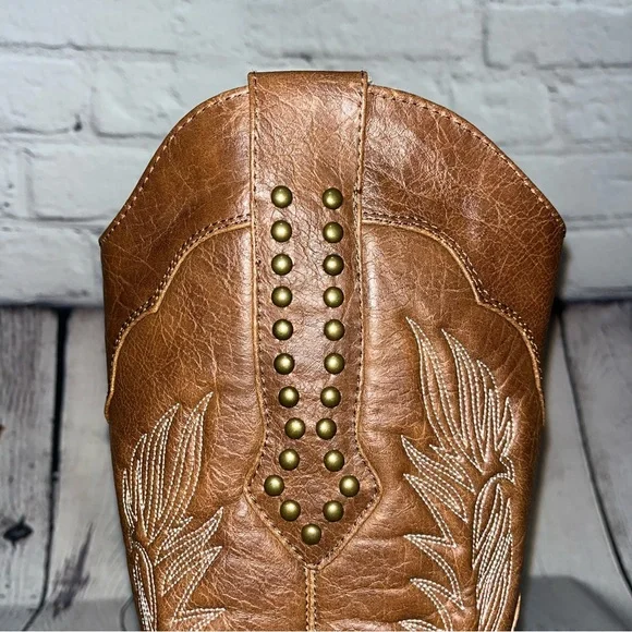 Vintage Women’s Brown Western Embroidered & Studded Cowboy Boots Size 8.5 - Picture 15 of 16